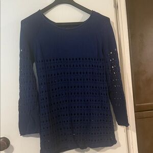 Hannah Deep Blue Eyelet Long Sleeve Top